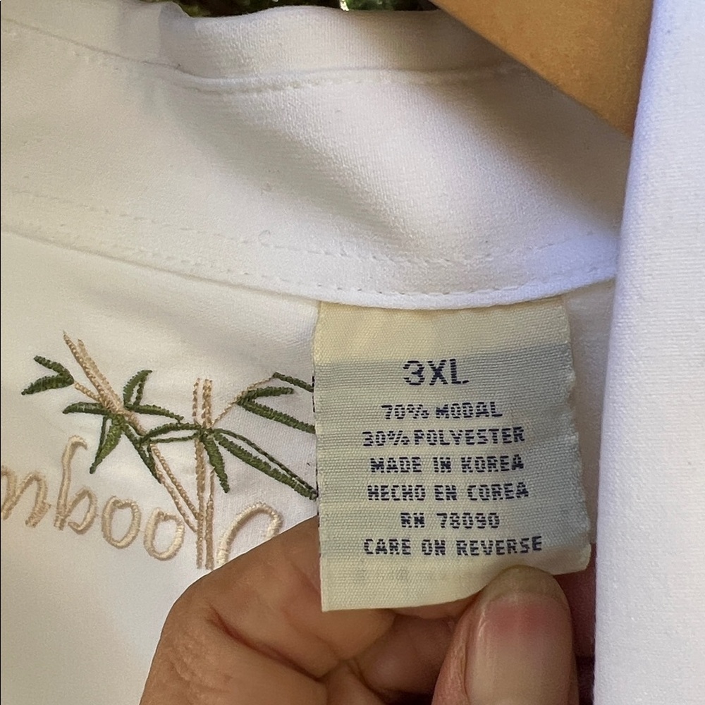 BAMBOO CAY White Shirt with Marlin Embroidery Mens 3XL modal blend - Picture 5 of 17